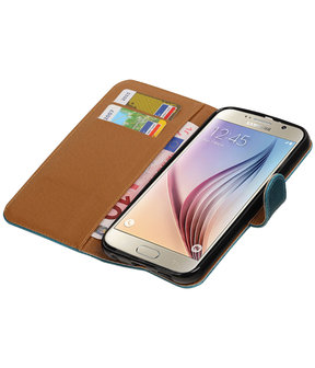 Blauw Pull-Up PU booktype wallet cover hoesje voor Samsung Galaxy S7 Plus