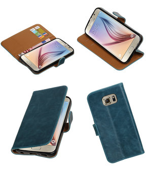 Blauw Pull-Up PU booktype wallet cover hoesje voor Samsung Galaxy S7 Plus