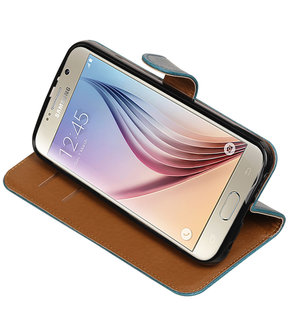 Blauw Pull-Up PU booktype wallet cover hoesje voor Samsung Galaxy S7 Plus