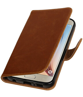 Bruin Pull-Up PU booktype wallet cover hoesje voor Samsung Galaxy S7 Plus