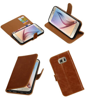 Bruin Pull-Up PU booktype wallet cover hoesje voor Samsung Galaxy S7 Plus