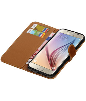 Bruin Pull-Up PU booktype wallet cover hoesje voor Samsung Galaxy S7 Plus