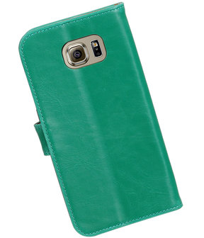 Groen Pull-Up PU booktype wallet cover hoesje voor Samsung Galaxy S7 Plus