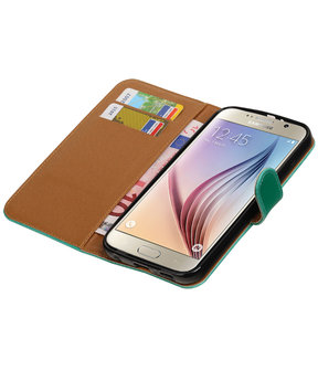 Groen Pull-Up PU booktype wallet cover hoesje voor Samsung Galaxy S7 Plus