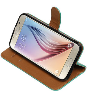 Groen Pull-Up PU booktype wallet cover hoesje voor Samsung Galaxy S7 Plus