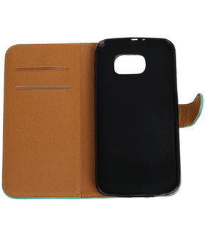 Groen Pull-Up PU booktype wallet cover hoesje voor Samsung Galaxy S7 Plus