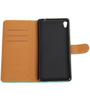 Groen Pull-Up PU booktype wallet hoesje voor Sony Xperia C6