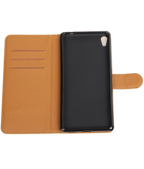 Bruin Pull-Up PU booktype wallet hoesje voor Sony Xperia C6