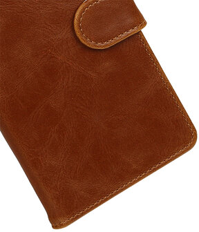 Bruin Pull-Up PU booktype wallet hoesje voor Sony Xperia C6