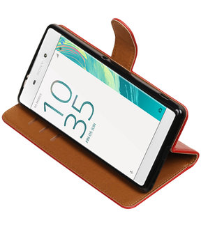 Rood Pull-Up PU booktype wallet hoesje voor Sony Xperia C6