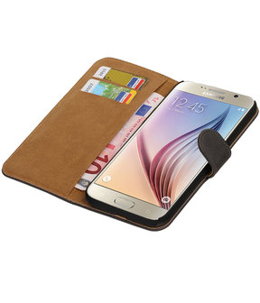 Grijs Bark Hout Booktype Samsung Galaxy S7 Plus Wallet Cover Hoesje