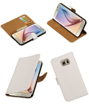Wit Krokodil Booktype Samsung Galaxy S7 Plus Wallet Cover Hoesje