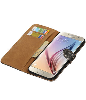 Zwart Lace Booktype Samsung Galaxy S7 Plus Wallet Cover Hoesje