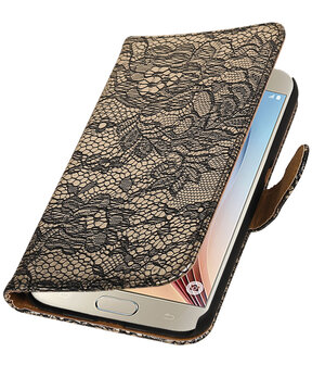 Zwart Lace Booktype Samsung Galaxy S7 Plus Wallet Cover Hoesje