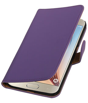 Paars Effen Booktype Hoesje voor Samsung Galaxy S7 Plus Wallet Cover