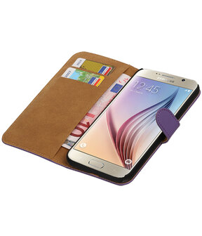 Paars Effen Booktype Hoesje voor Samsung Galaxy S7 Plus Wallet Cover