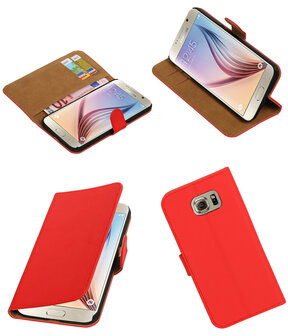 Rood Effen Booktype Hoesje voor Samsung Galaxy S7 Plus Wallet Cover