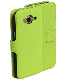 Groen Hoesje voor Samsung Galaxy J5 2015 TPU wallet case booktype HM Book