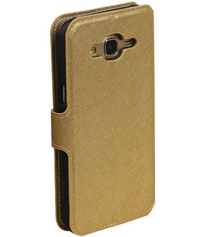 Goud Hoesje voor Samsung Galaxy J5 2015 TPU wallet case booktype HM Book