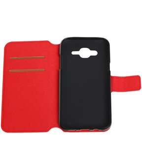 Rood Hoesje voor Samsung Galaxy J5 2015 TPU wallet case booktype HM Book