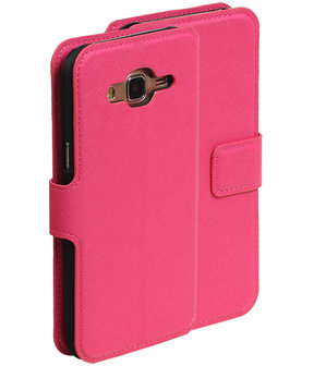 Roze Hoesje voor Samsung Galaxy J5 2015 TPU wallet case booktype HM Book