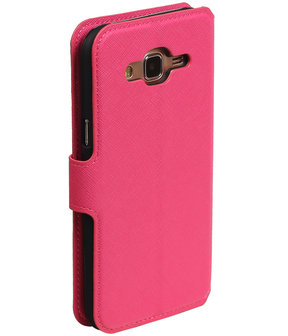 Roze Hoesje voor Samsung Galaxy J5 2015 TPU wallet case booktype HM Book