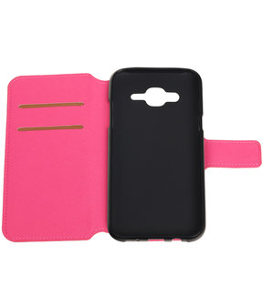 Roze Hoesje voor Samsung Galaxy J5 2015 TPU wallet case booktype HM Book