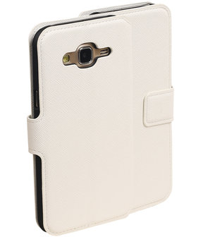 Wit Hoesje voor Samsung Galaxy J5 2015 TPU wallet case booktype HM Book