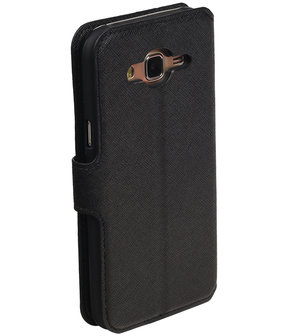 Zwart Hoesje voor Samsung Galaxy J7 2015 TPU wallet case booktype HM Book