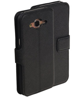 Zwart Hoesje voor Samsung Galaxy J7 2015 TPU wallet case booktype HM Book