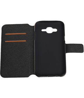 Zwart Hoesje voor Samsung Galaxy J7 2015 TPU wallet case booktype HM Book