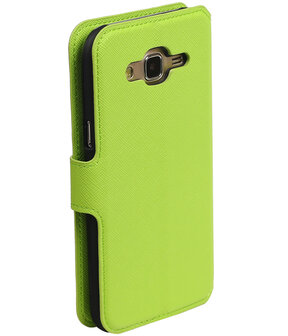 Groen Hoesje voor Samsung Galaxy J7 2015 TPU wallet case booktype HM Book