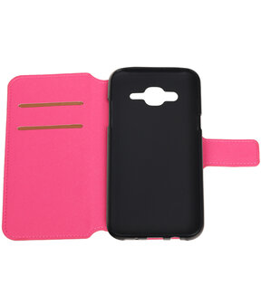 Roze Hoesje voor Samsung Galaxy J7 2015 TPU wallet case booktype HM Book