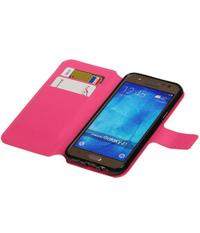 Roze Hoesje voor Samsung Galaxy J7 2015 TPU wallet case booktype HM Book