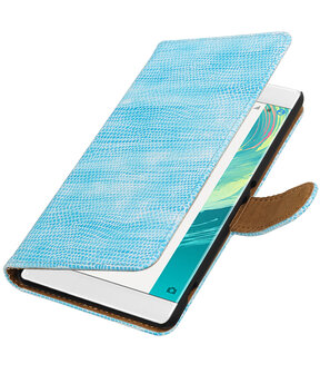 Turquoise Mini Slang booktype wallet cover voor Hoesje voor Sony Xperia C6