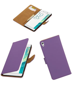 Paars Effen booktype wallet cover voor Hoesje voor Sony Xperia C6