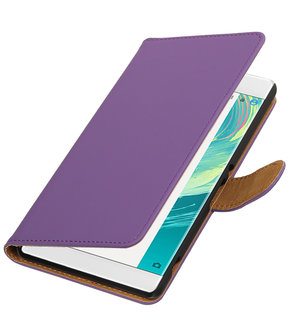 Paars Effen booktype wallet cover voor Hoesje voor Sony Xperia C6