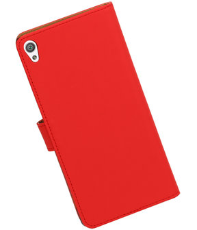 Rood Effen booktype wallet cover voor Hoesje voor Sony Xperia C6
