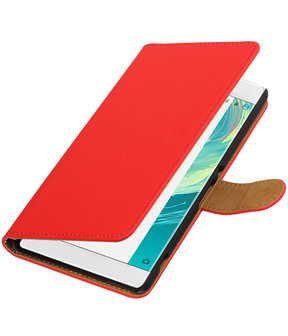 Rood Effen booktype wallet cover voor Hoesje voor Sony Xperia C6