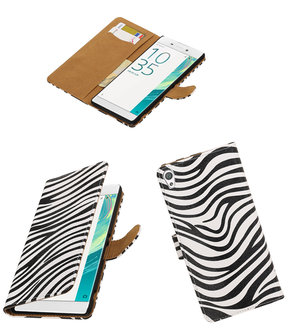 Zebra booktype wallet cover hoesje voor Sony Xperia C6