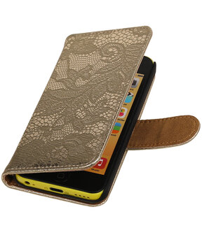 Apple iPhone 5c Hoesje - Goud Lace Kant Design 