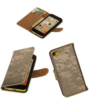 Apple iPhone 5c Hoesje - Goud Lace Kant Design 