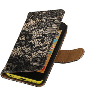 Apple iPhone 5c Hoesje - Zwart Lace Kant Design 