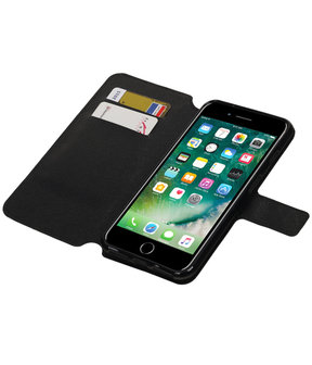 Zwart Apple iPhone 7 Plus TPU wallet case booktype hoesje HM Book