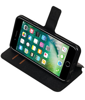 Zwart Apple iPhone 7 Plus TPU wallet case booktype hoesje HM Book