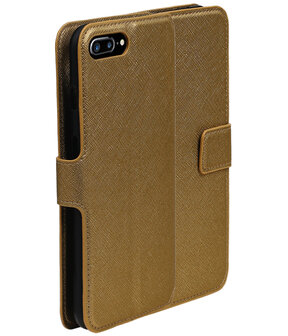 Goud Apple iPhone 7 Plus TPU wallet case booktype hoesje HM Book