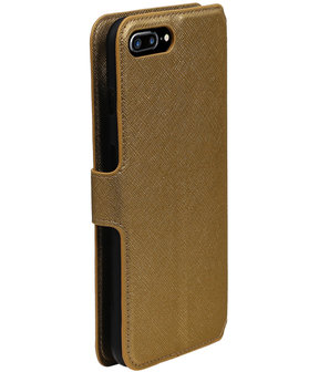 Goud Apple iPhone 7 Plus TPU wallet case booktype hoesje HM Book