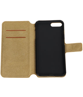 Goud Apple iPhone 7 Plus TPU wallet case booktype hoesje HM Book