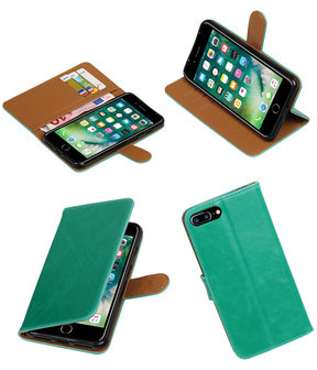 Groen Pull-Up PU booktype wallet hoesje voor Apple iPhone 7 Plus