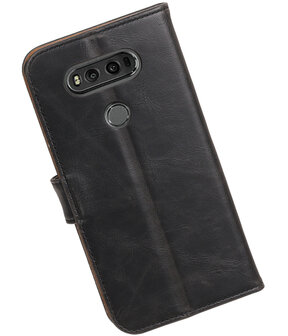 Zwart Pull-Up PU booktype wallet hoesje voor LG V20